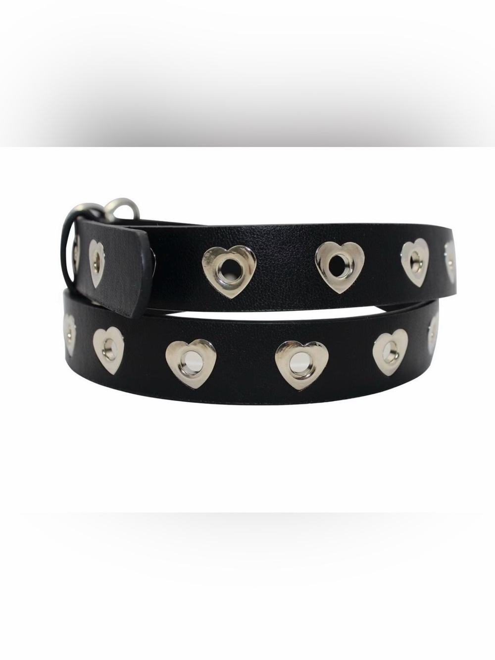 Black Heart Choker with Silver Heart-Shaped Studs